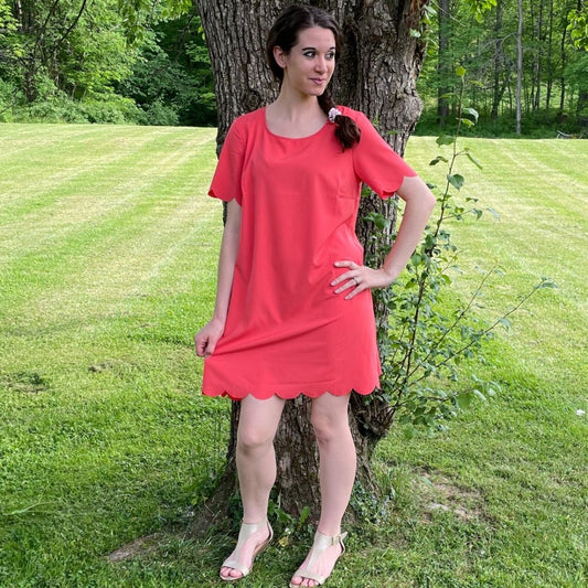 SCALLOP HEM DRESS