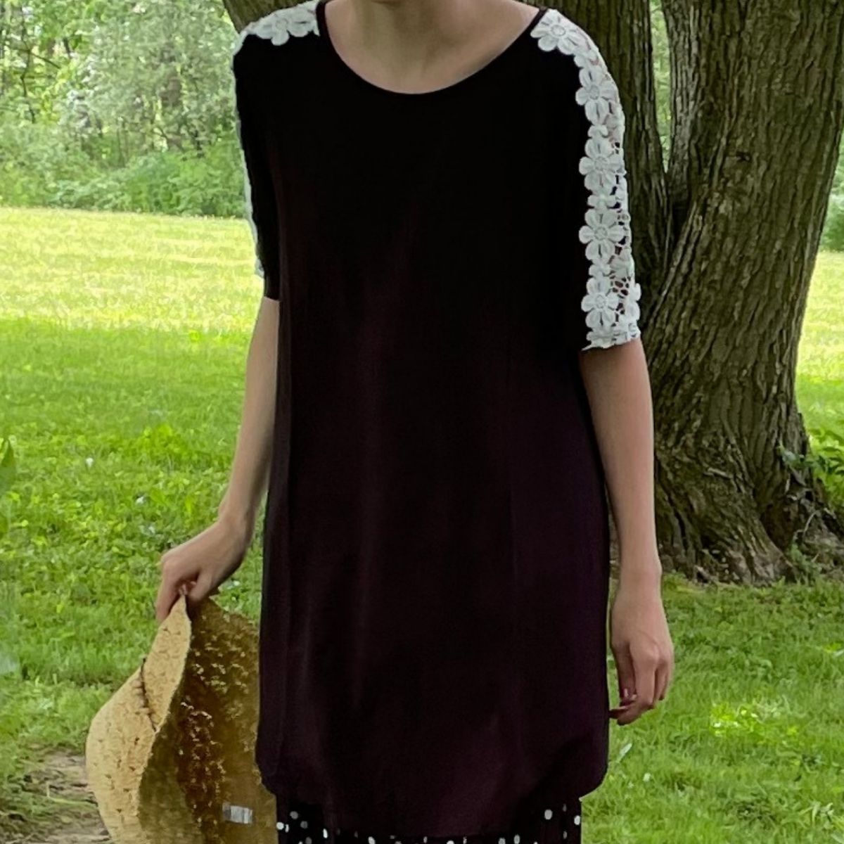 FLOWER CROCHET TUNIC TOP