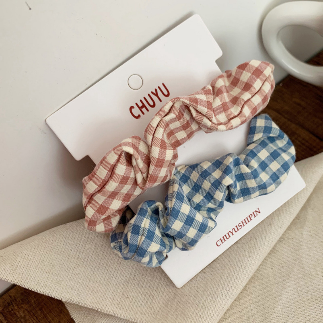 ARIANNE GINGHAM SCRUNCHIE SET