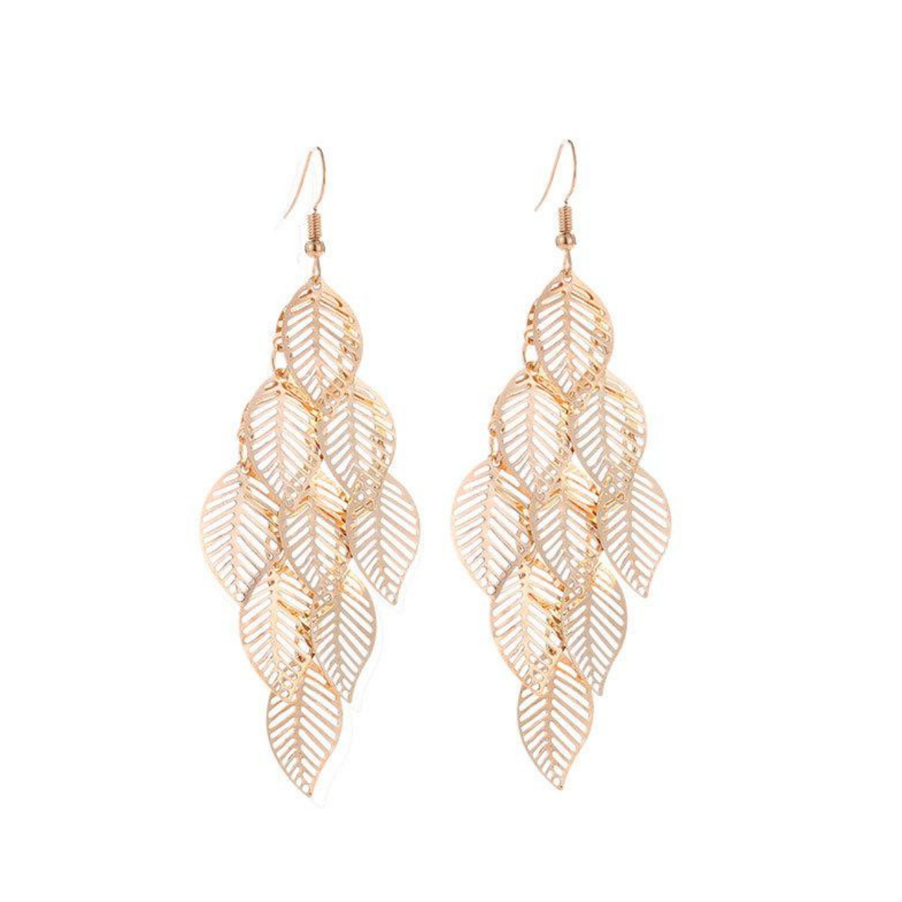 HOLLOW LEAVES CHANDELIER EARRINGS