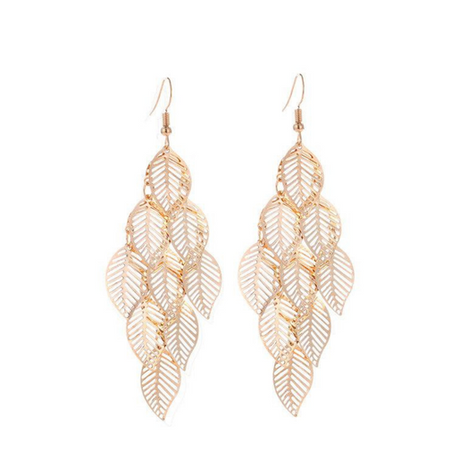 HOLLOW LEAVES CHANDELIER EARRINGS