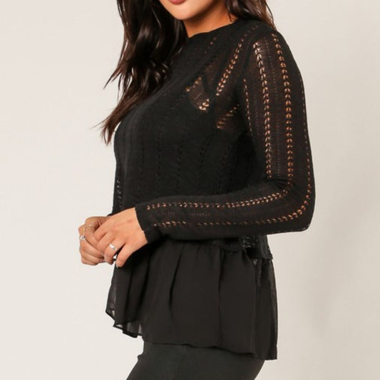 CHIFFON LONG SLEEVE TOP