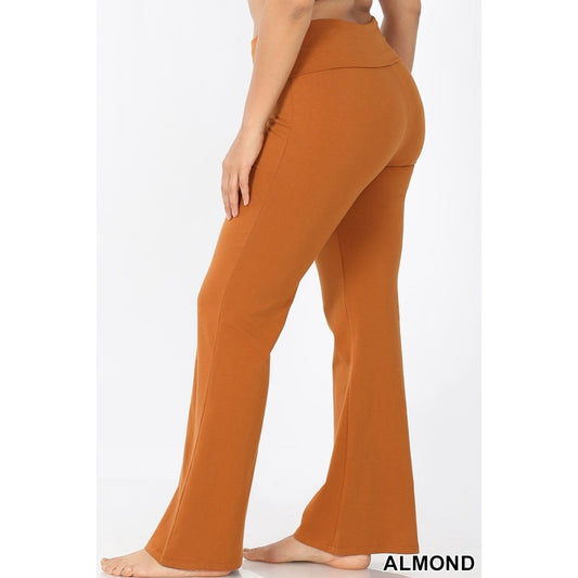 PLUS PREMIUM COTTON FOLD OVER YOGA FLARE PANTS