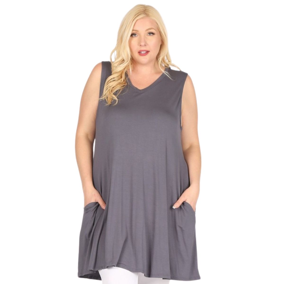 A-LINE TANK TUNIC TOP WITH SIDE POCKETS