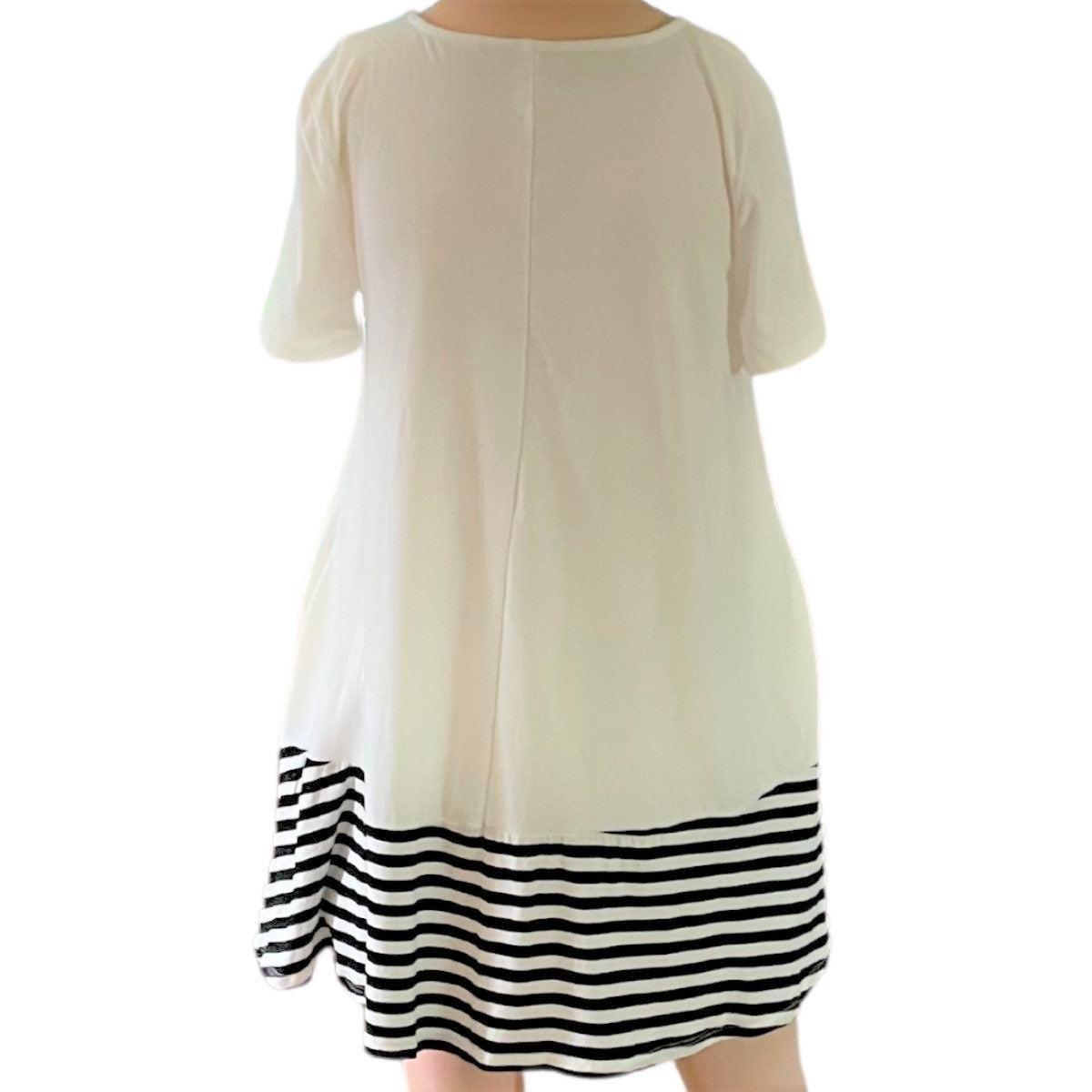 UPTOWN LOUNGE STRIPED CONTRAST SHORT SLEEVE POCKET TOP