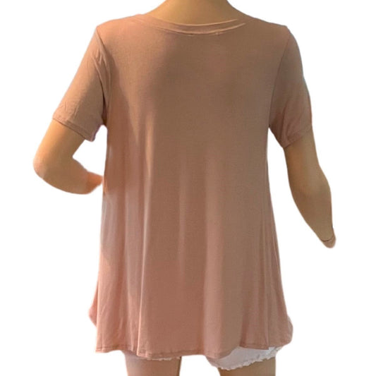 ROUND NECK TOP WITH BUTTON TRIM