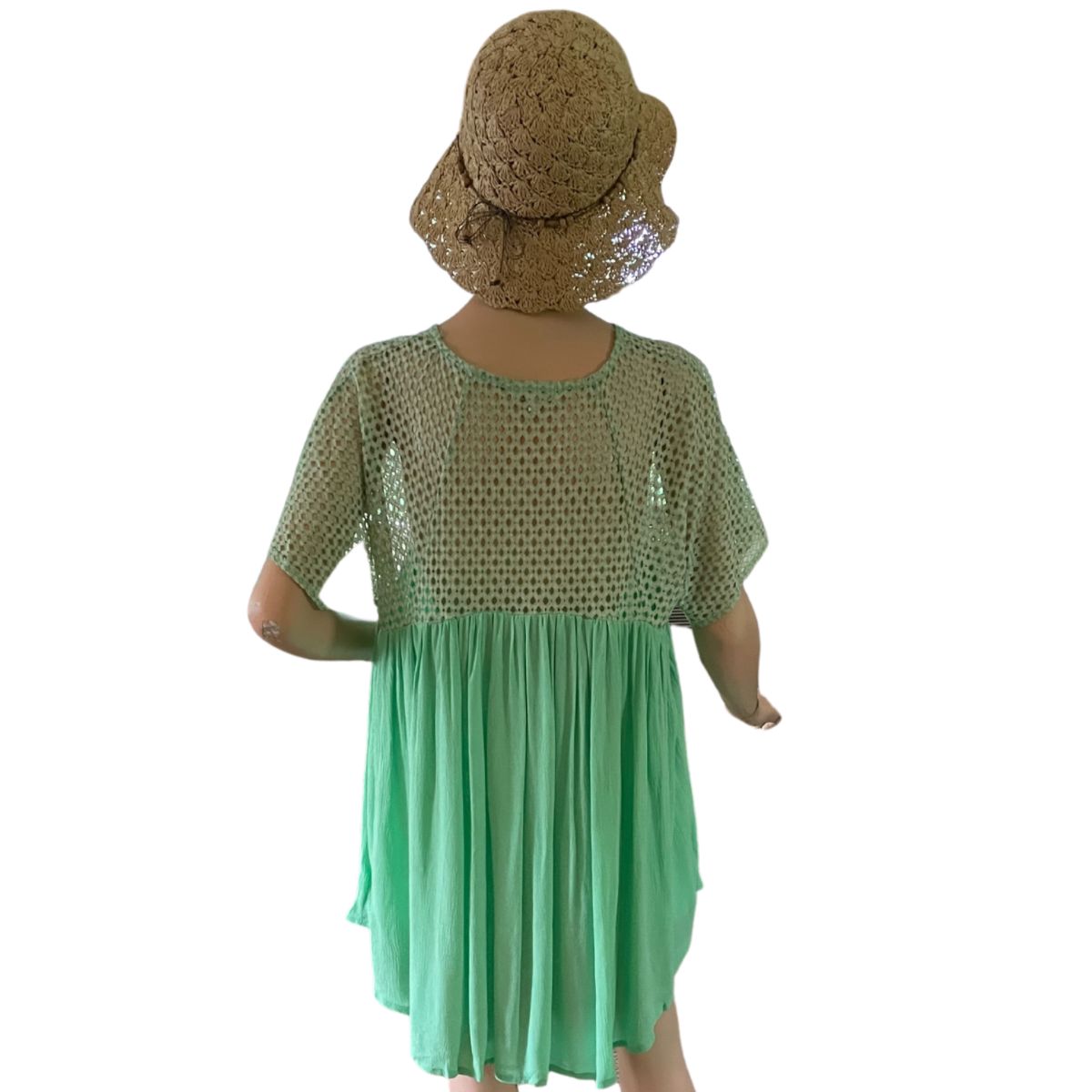 V-NECK CROCHET DETAILED LONG TUNIC / MINI DRESS