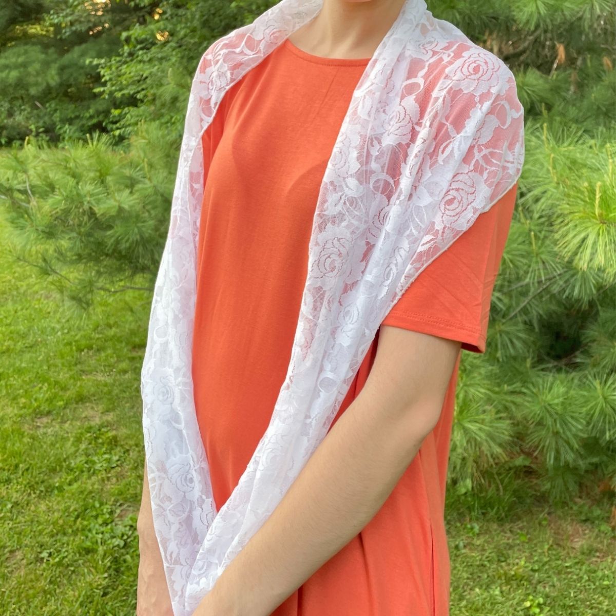 ELEGANT FLORAL SHEER LACE SCARF STOLE