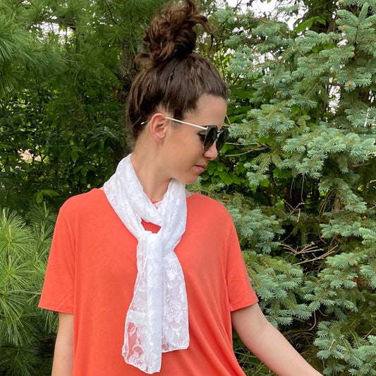 ELEGANT FLORAL SHEER LACE SCARF STOLE